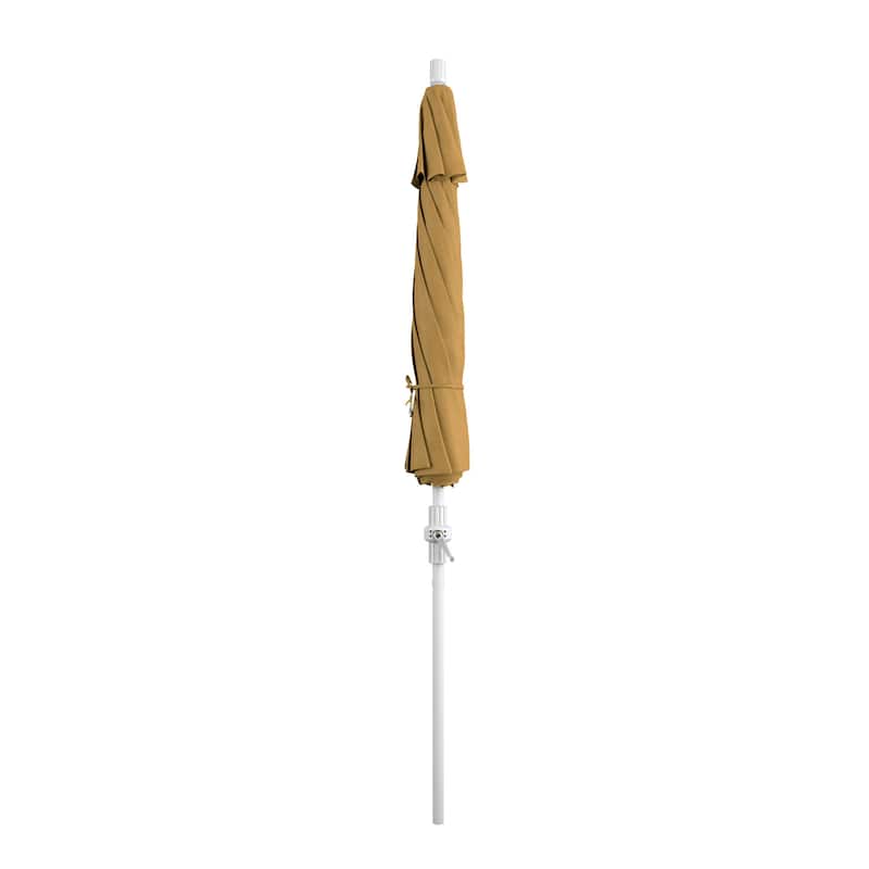 California Umbrella 9' Rd Patio Umbrella White Aluminum Frame Fiberglass Ribs Crank Lift Collar Tilt Sunbrella