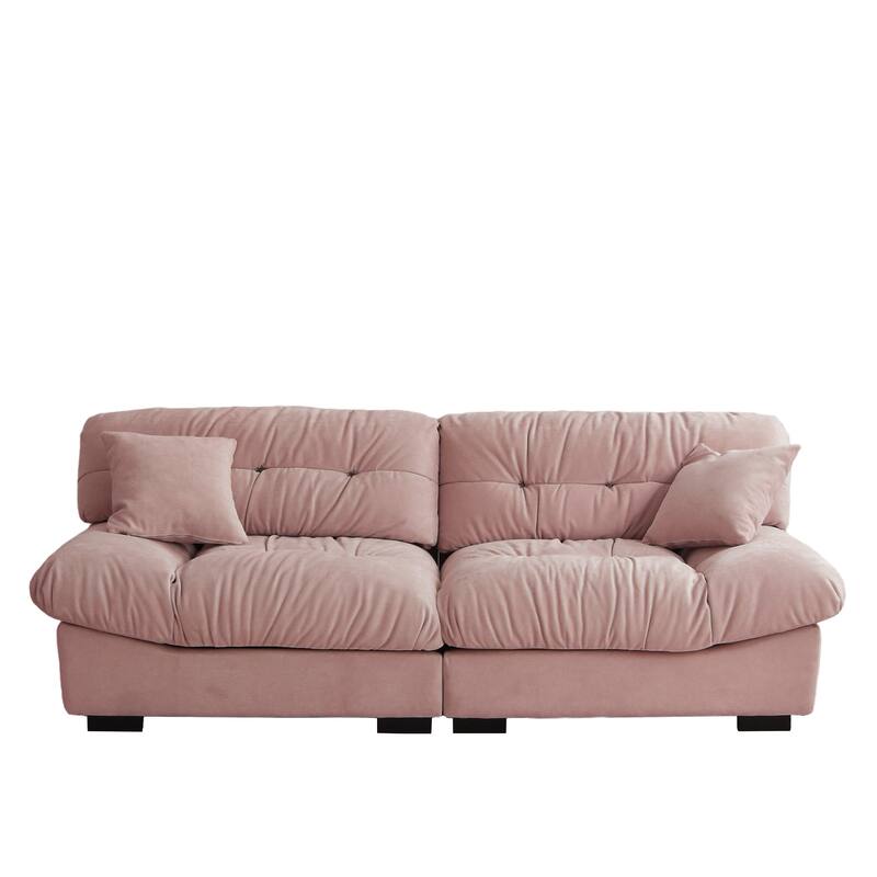105'' Modern Section Sofa with Arms Velvet Fabric Sofa For Living Room