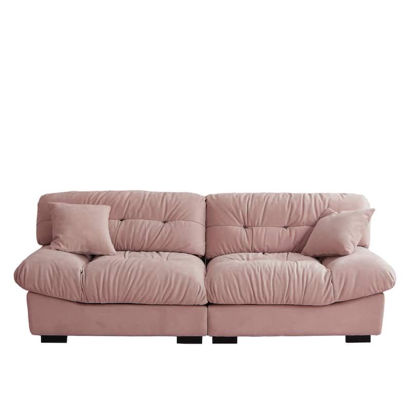 89" Fluffy Cloud Couches Sectional, Modern Minimalist Sofas With Two Pillows
