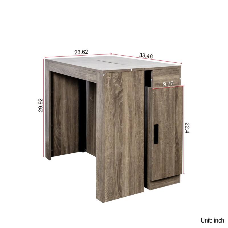 Modern Multifunctional Extendable Dining Table With Outlet,Space Saving Expanding Table With Storage