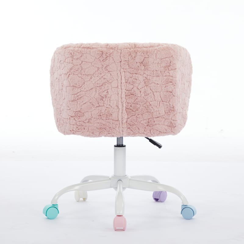 GDF Studio - Modern Faux Fur Upholstered Swivel Home Office Chair with Metal Base with Ergonomic Backrest and Wide Deep Seating