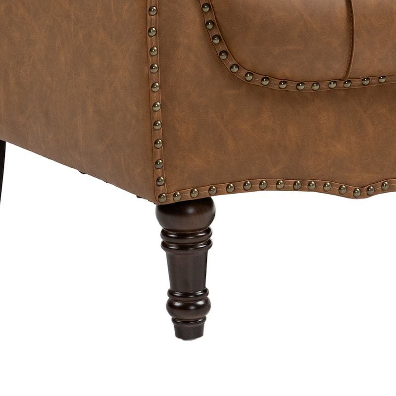 Tufted Vegan Leather Accent Chair Upholstered Armchair