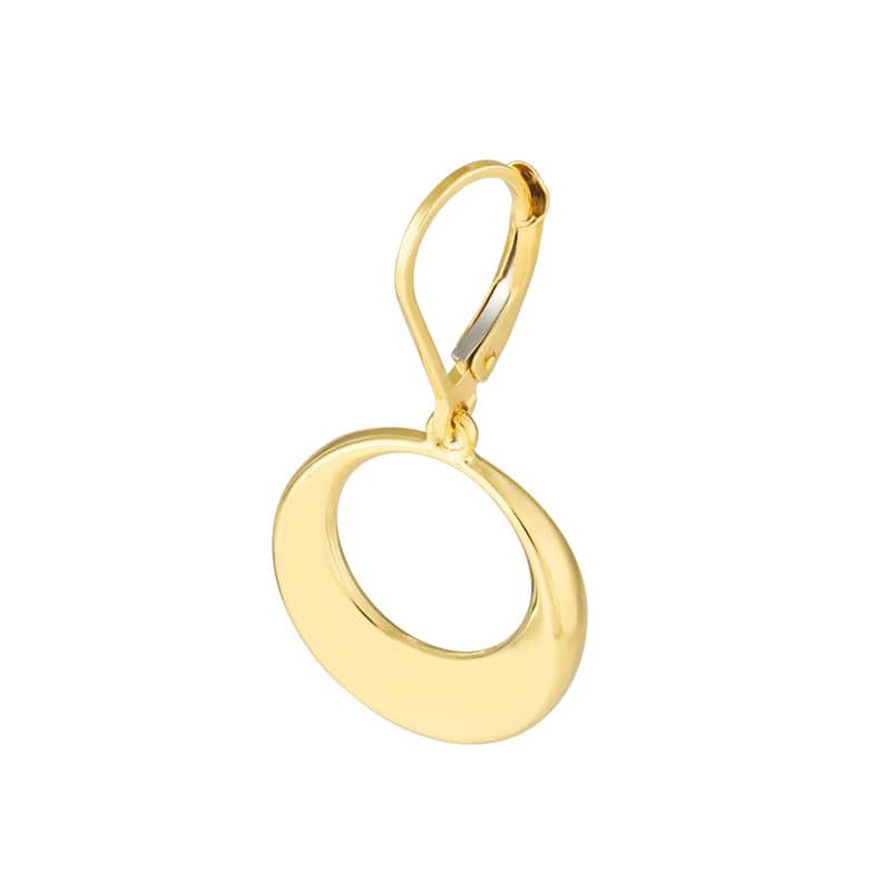 Curata 10k Yellow Gold 30x12mm Puffed Open Circle Leverback Earrings