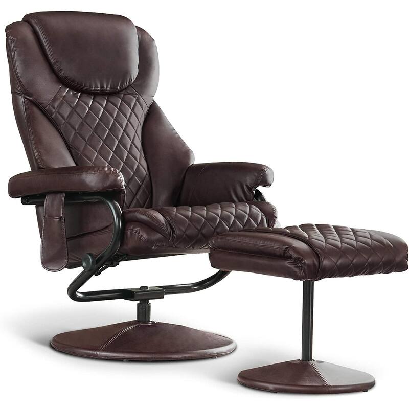 MCombo Faux Leather Swivel Massage Recliner with ottoman
