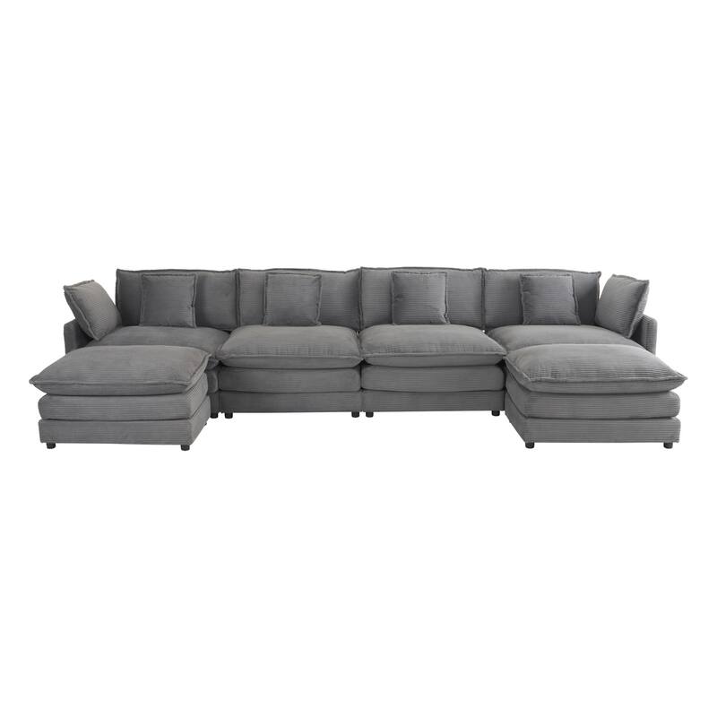 Convertible Sectional Sofa Cloud Couch U-Shaped Modular Sofa Sleeper