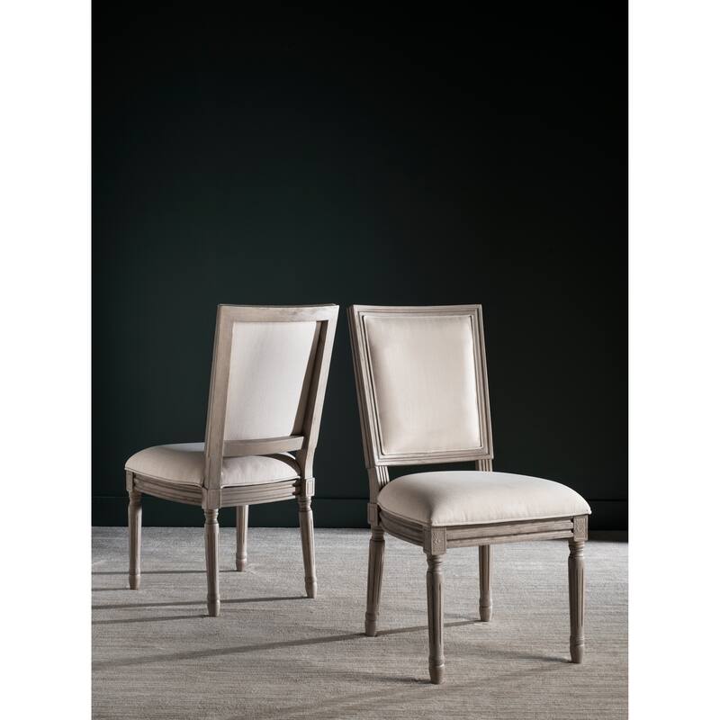 SAFAVIEH Sharen Rectangular Dining Chair (Set of 2). - 20"W x 24"D x 38"H - Light Beige/Rustic Grey.