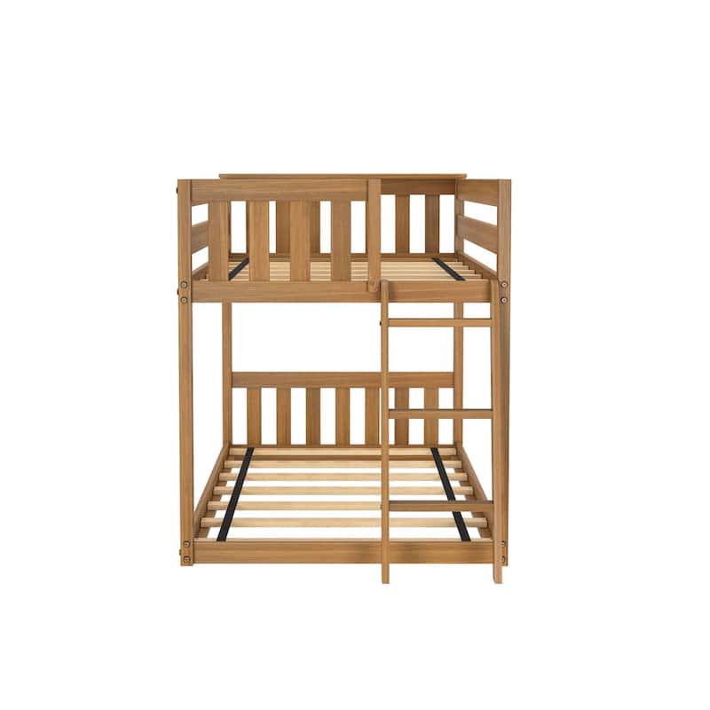 Max and Lily Twin over Twin Low Bunk Bed with Ladder on End