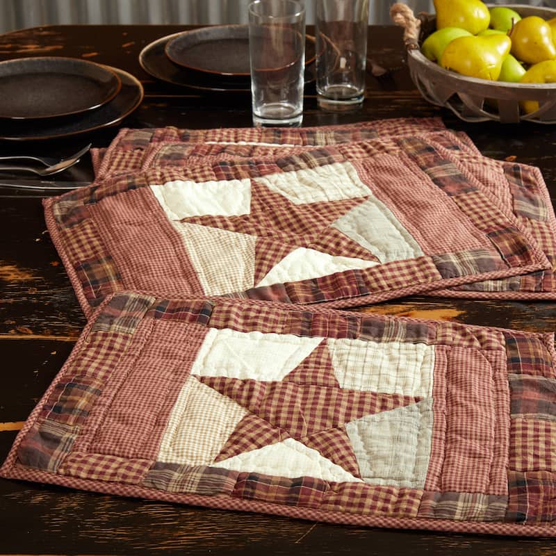 Abilene Star Quilted Placemat Set of 6 12x18 - Placemat 12x18