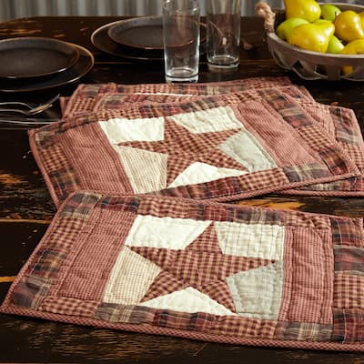 Abilene Star Quilted Placemat Set of 6 12x18 - Placemat 12x18