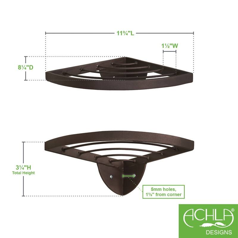 Achla Designs 11.8" W Quarter-Round Roman Bronze Wrought Iron Corner Wall Plant Shelf, Powder Coated Finish, Home Accessory