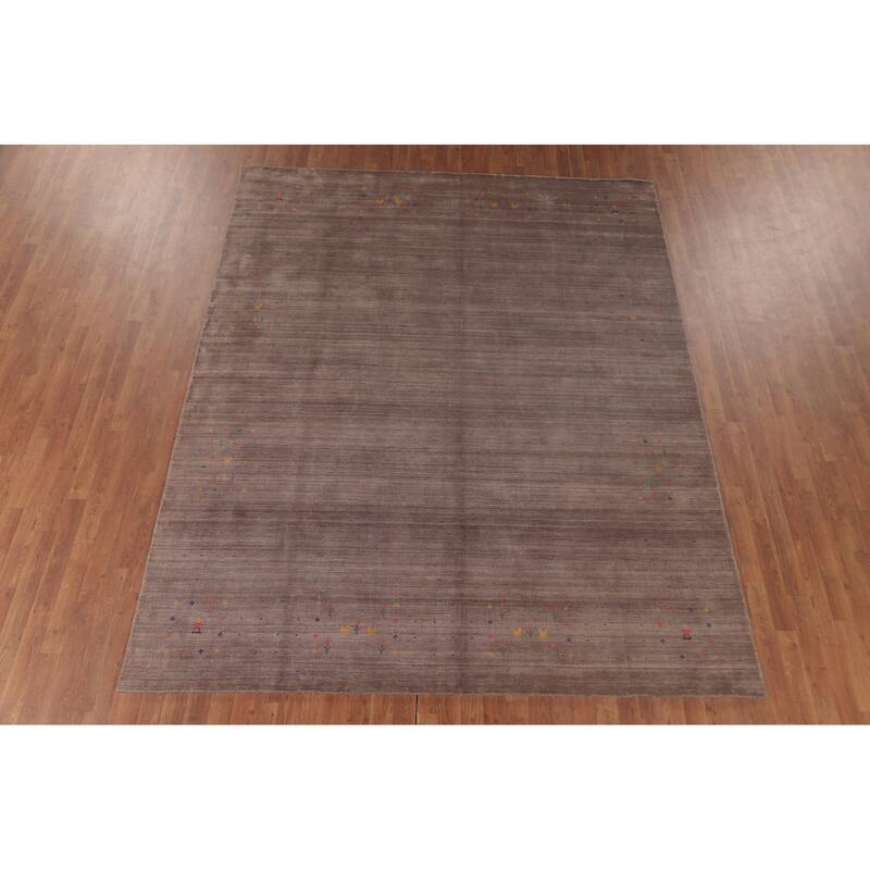 Gabbeh Indian Area Rug Handmade Silk Carpet - 7'11"x 9'9"