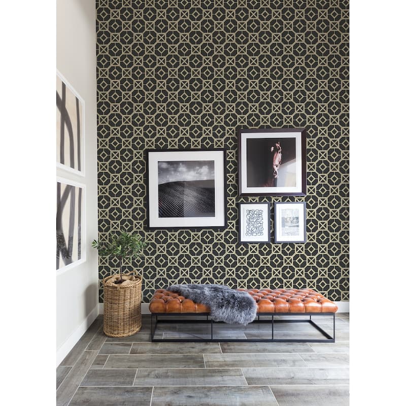 A-Street Prints Livia Black Trellis Wallpaper