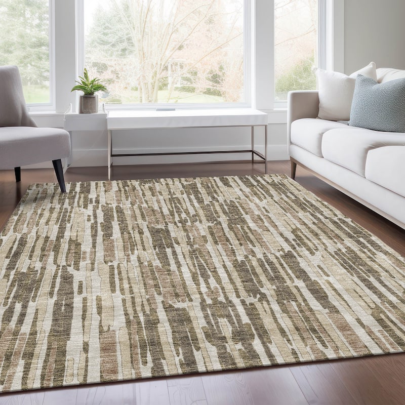 Machine Washable Indoor/ Outdoor Chantille Abstract Watercolor Rug