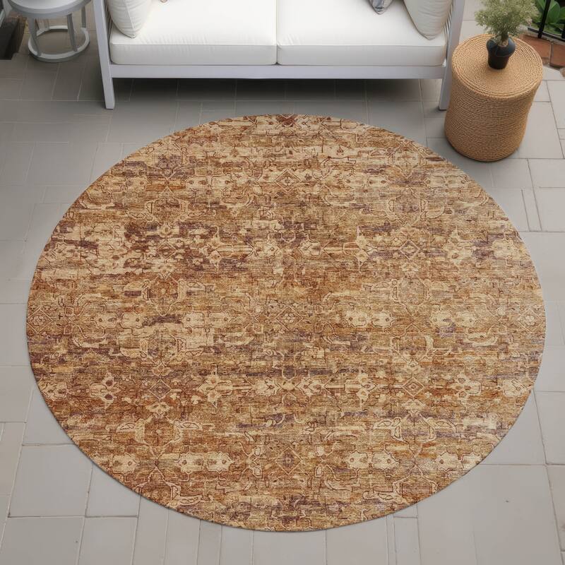 Machine Washable Indoor/ Outdoor Traditional Harmony Chantille Rug - Paprika - 8' x 8'