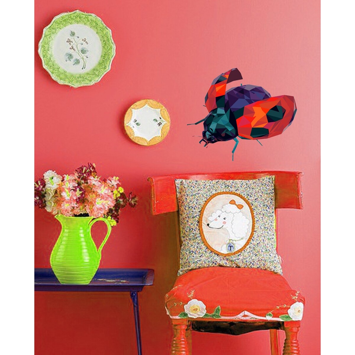 Lady Bug Polygonal Wall Decal-image