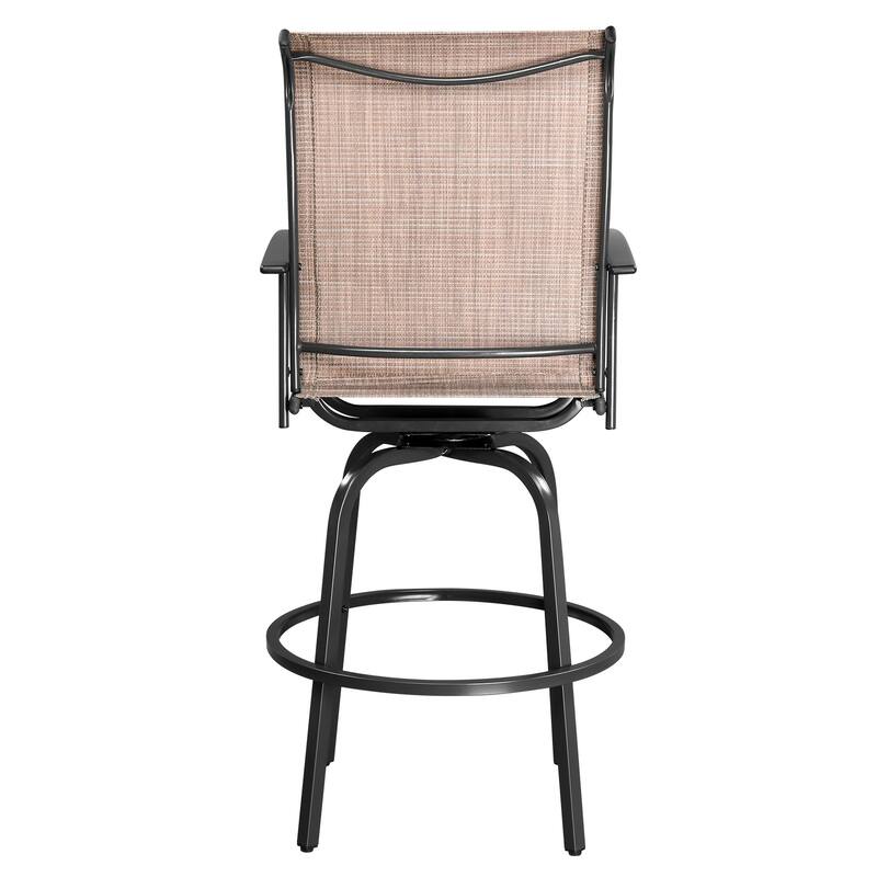2 Pieces Wrought Iron Swivel Bar Chairs for Patio or Kitchen - 23.23" x 26.38" x 51.38"