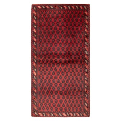 ECARPETGALLERY Hand-knotted Teimani Red Wool Rug - 3'3 x 6'5