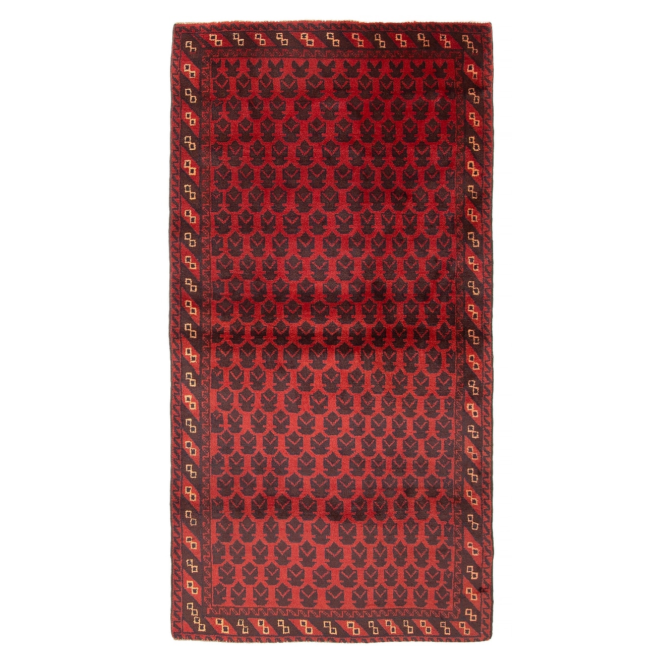 ECARPETGALLERY Hand-knotted Teimani Red Wool Rug - 3'3 x 6'5
