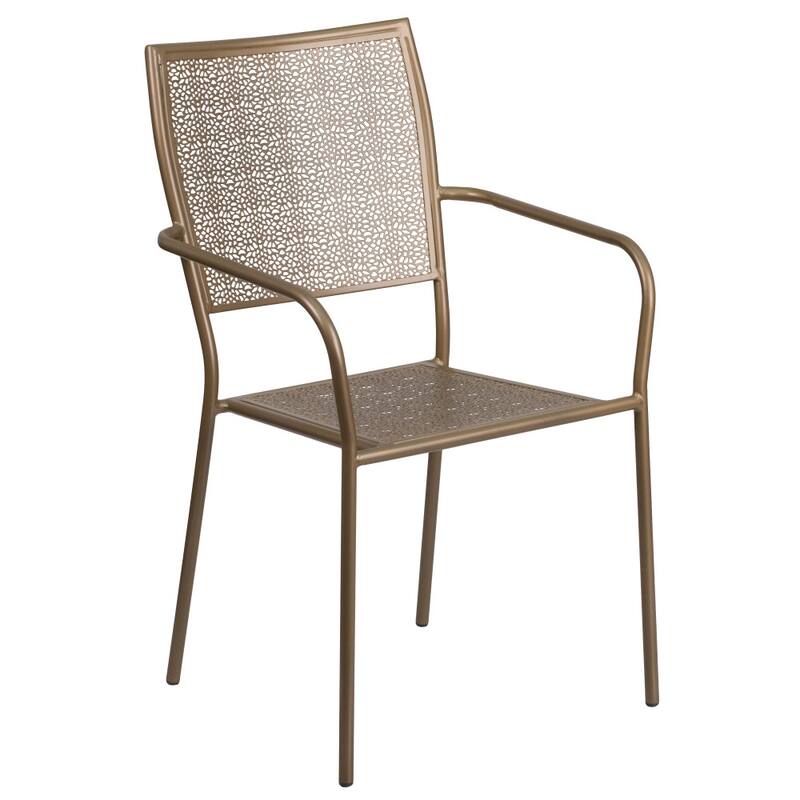 28'' Square Indoor-Outdoor Steel Patio Table Set with 2 Square Back Chairs