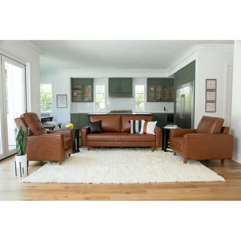Abbyson Holloway 3-pc. Mid Century Top-grain Leather Recliner Set