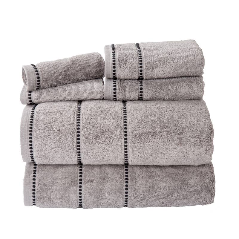 6-Piece Complete Bath Towels Set – 100% Cotton Towels with Zero Twist – Machine Washable by Lavish Home (Silver)