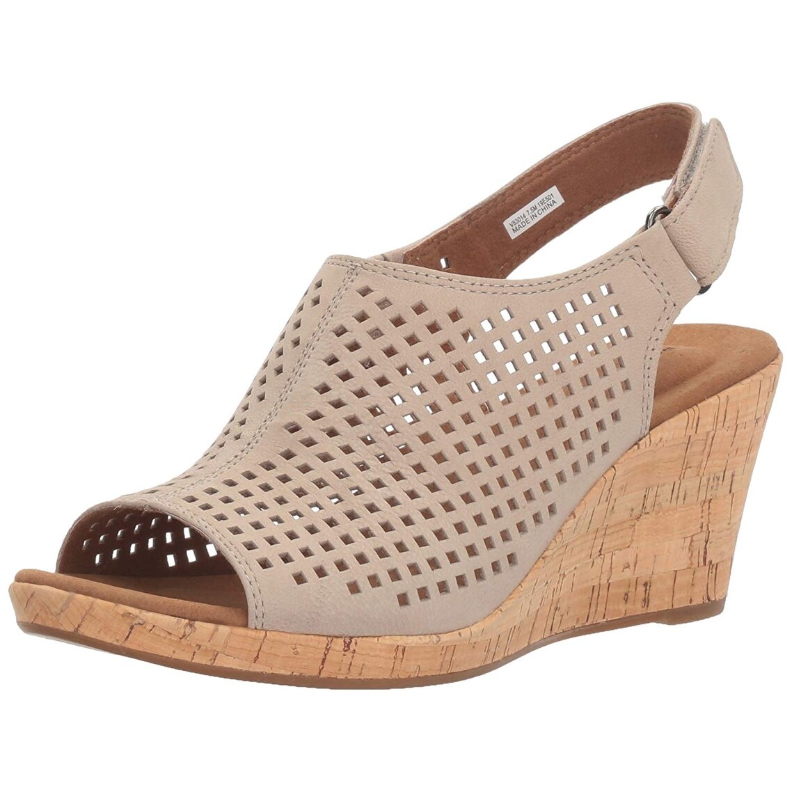 rockport briah perforated leather wedge sandals