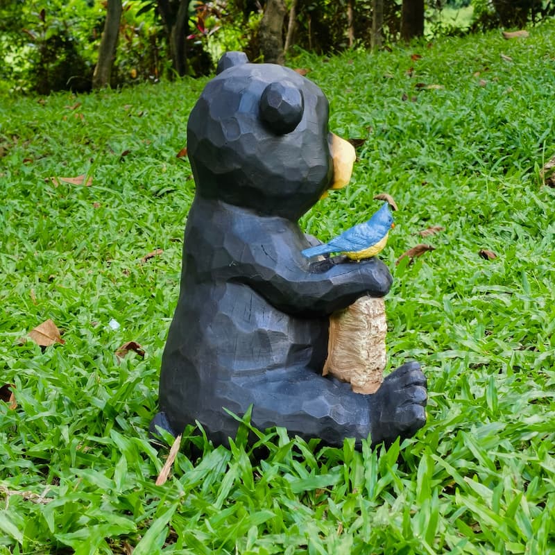 Sitting Bear with Love Sign Outdoor Patio Decoration - 14.75"