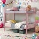 preview thumbnail 1 of 11, Industrial Minimalist Modern Style Twin Over Twin Metal Bunk Bed Pink