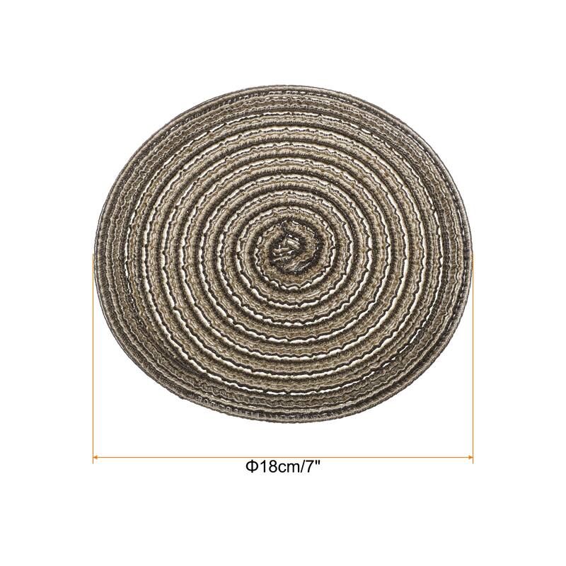 6pcs Round Braided Placemats Non-Slip Washable Round Table Mats - Brown - 7"