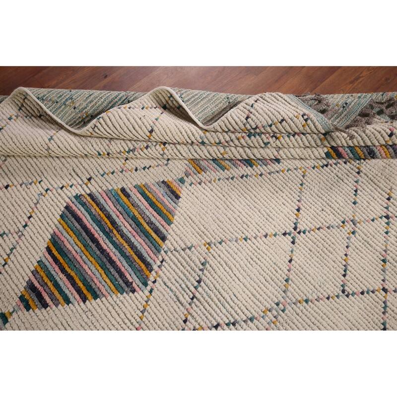 All-Over Trellis Moroccan Oriental Area Rug Hand-Knotted Wool Carpet - 5'11"x 9'5"