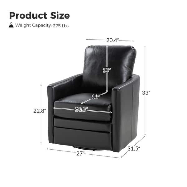 dimension image slide 2 of 8, Terrance Transitional Swivel Faux Leather Barrel Accent Chair with Metal Base