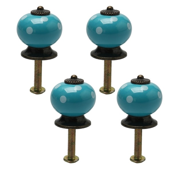 4pcs Ceramic Knobs Vintage Pull Handle Furniture Drawer Cabinet Cupboard Wardrobe Dresser Door Knob Accessories Blue