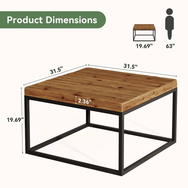 31.5-Inch Square Solid Wood Coffee Table