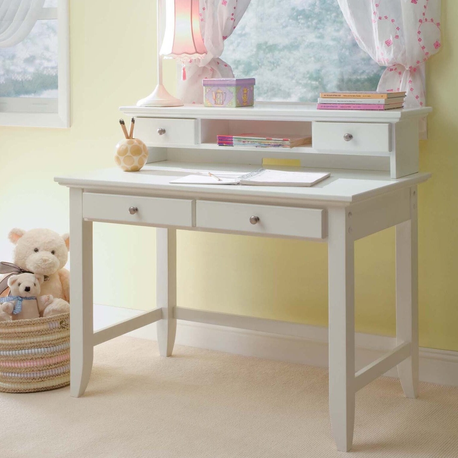Naples White Student Desk And Hutch Overstock 10898535