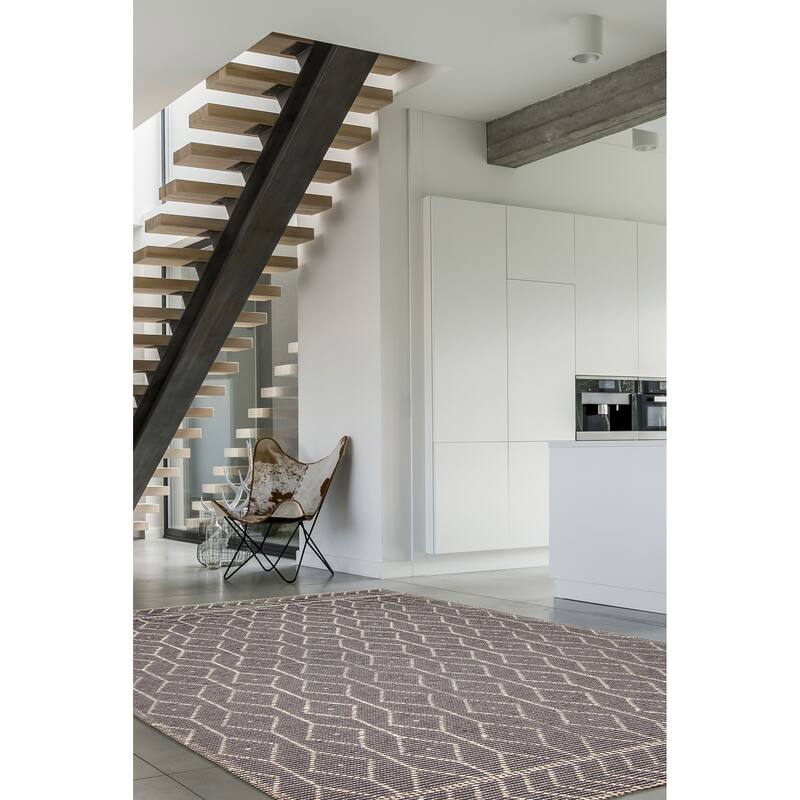 ECARPETGALLERY Braid weave Sienna Grey Wool Rug - 6'0 x 9'3