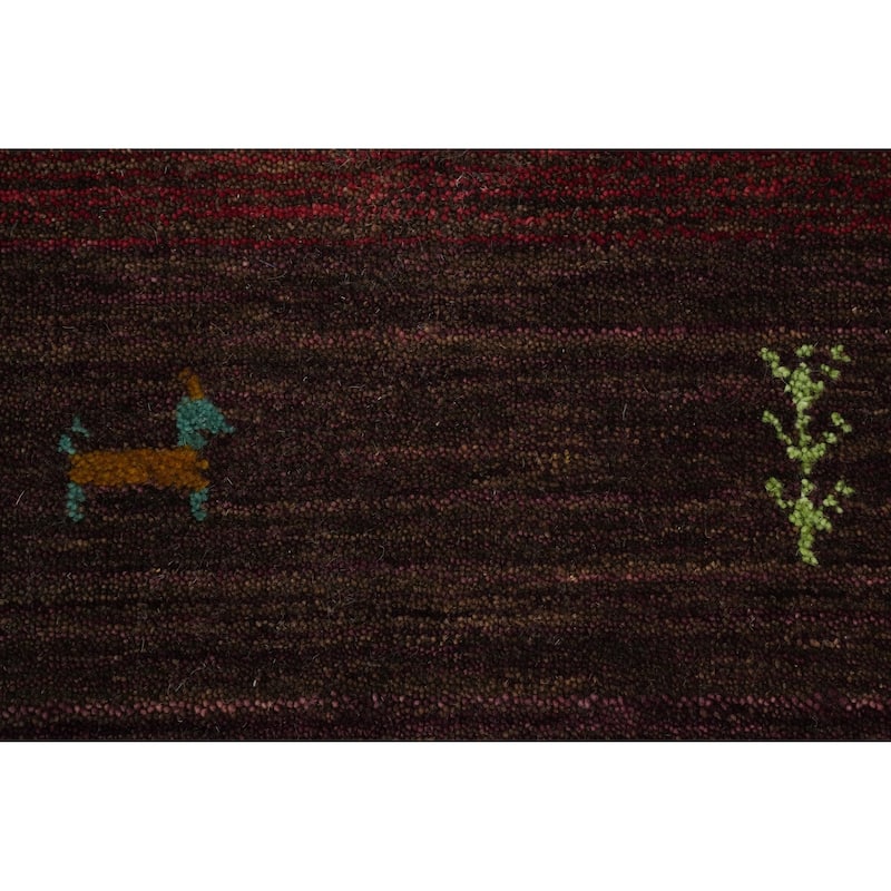 Hand Knotted Oriental 100% Wool Carpet Tribal Animal Pictorial Red Gabbeh Area Rug - 11' 7'' X 7' 11''