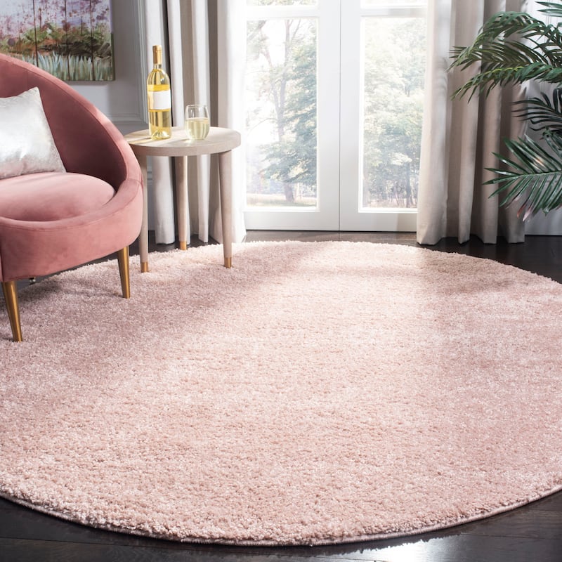SAFAVIEH Solo Shag Etna 1.2-inch Thick Rug - 6'7" Round - Beige