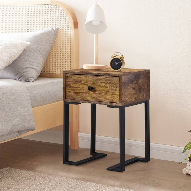 VECELO Modern 1-Drawer Wood Nightstands