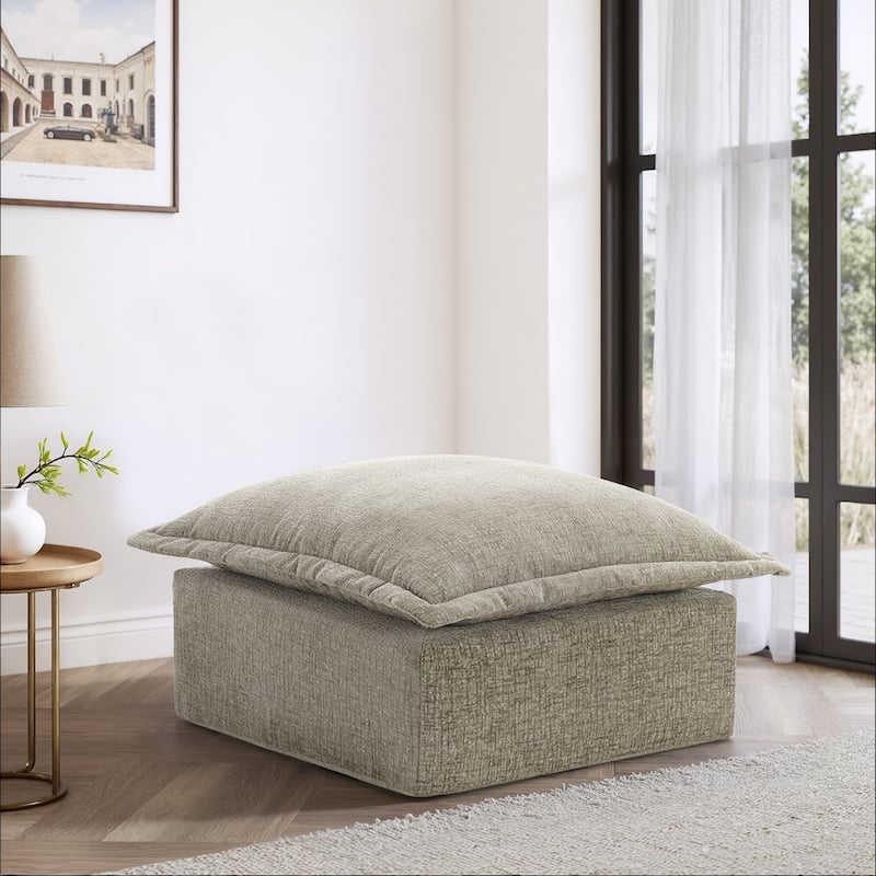 Comfy Cloud Couch Plush Modular Sectional Sofa For Living Room - Camel/Ottoman - Reversible