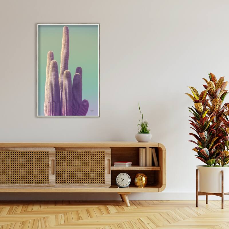 Saguaro Green Pastel by Nathan Larson Wood Framed Wall Art Print