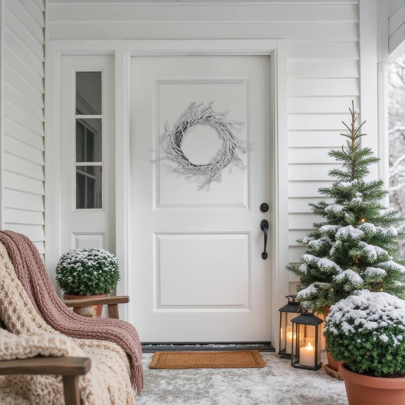 Snow Flocked Iridescent Glitter Twig Artificial Christmas Wreath 24"