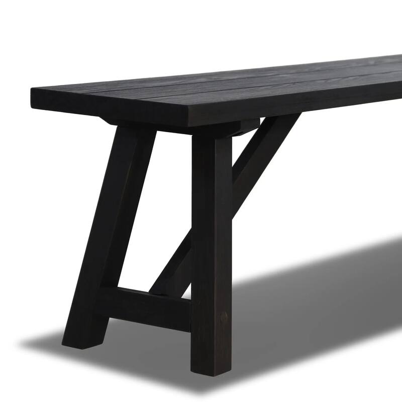 Cascais Solid Wood Bench with Farmhouse Base
