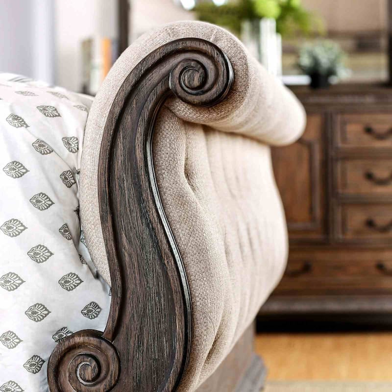 Royal Sleigh Bed 1pc Rustic Natural Tone Beige Finish