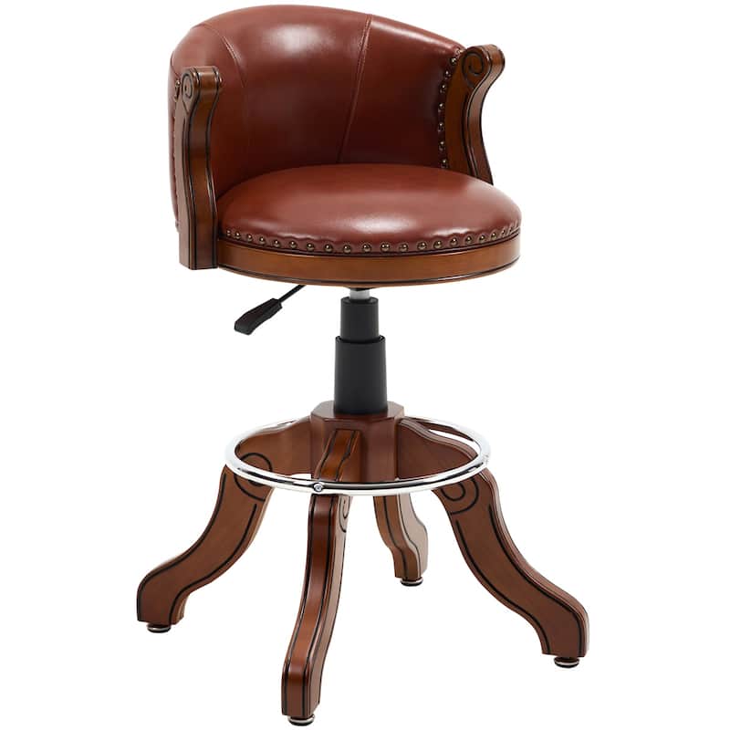 Counter height Cow top Leather Wooden Bar Stools, 360 Degree Swivel Adjustable Height Bar Chair(1pc)