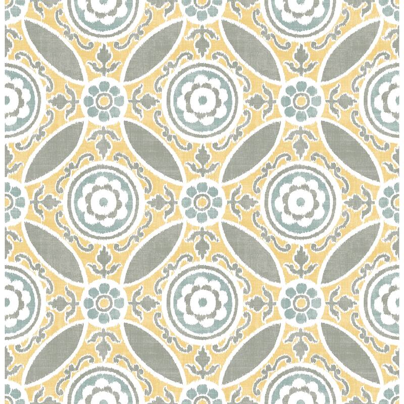 A-Street Prints Maya Yellow Medallion Wallpaper