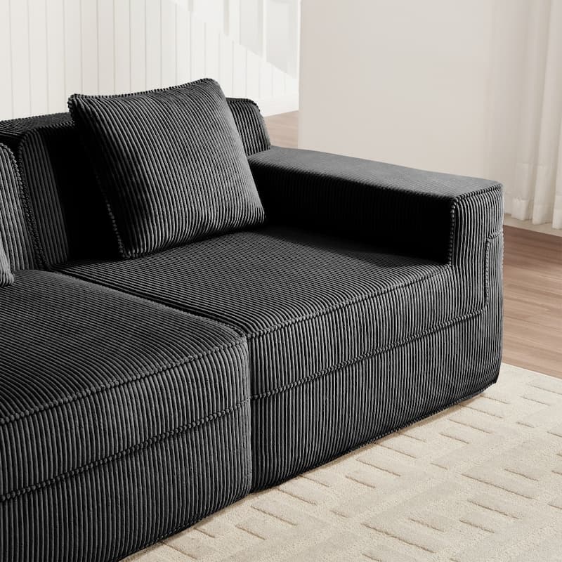 Modular L-shaped Deep Seat Boneless Cloud Sectional Sofa with Throw Pillows & Ottoman
