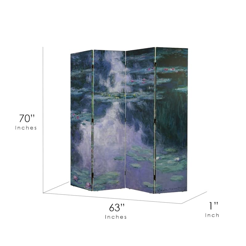 American Art Decor Double-Sided Canvas Room Divider, 4 Panels, 70" H x 63" L