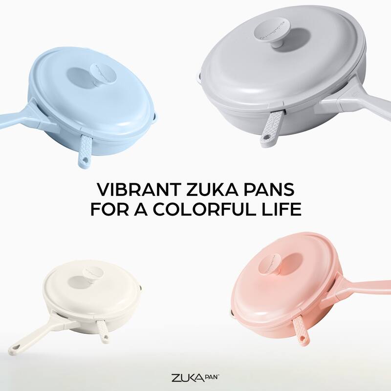 Granitestone Zuka Everyday Pan 4 Pc Nonstick 8" Multi-Functional Frying Pan Set with Lid Steamer & Utensils