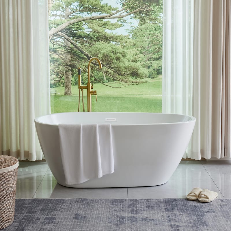 Vanity Art 59" Acrylic Freestanding Soaking Bathtub