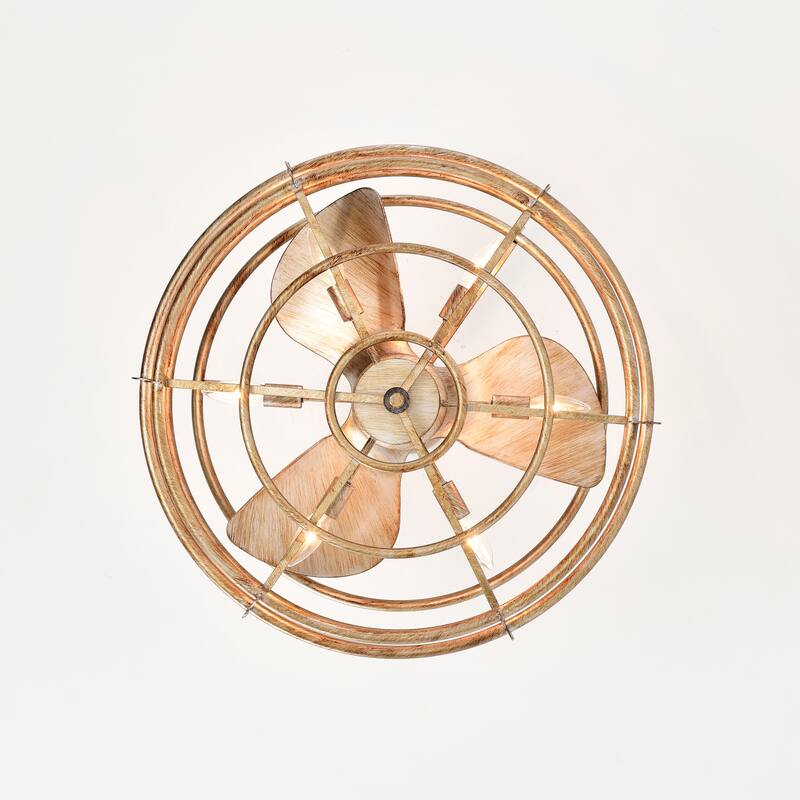 Gold Brushed 6 Light 3 Blade Chandeler Ceiling Fan 26 Inch w Remote
